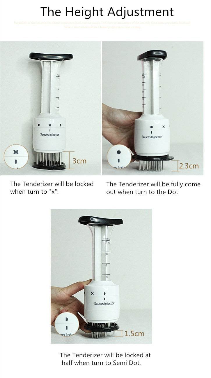 Meat Tenderizer Needle with 90ml Marinade Injector
