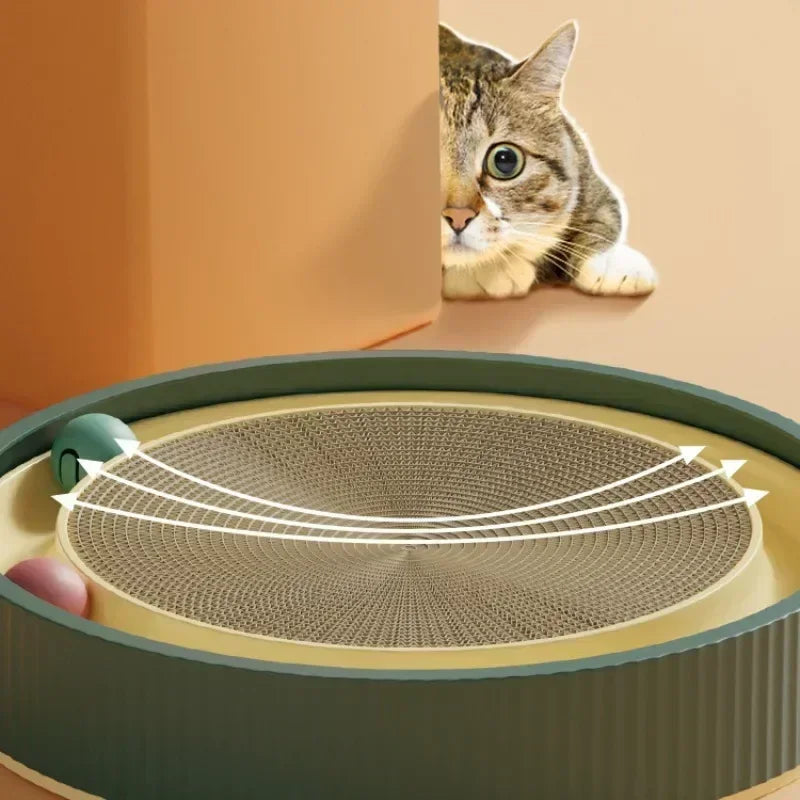 Round Cat Scratcher, Toy & Lounging Nest for Indoor Cats