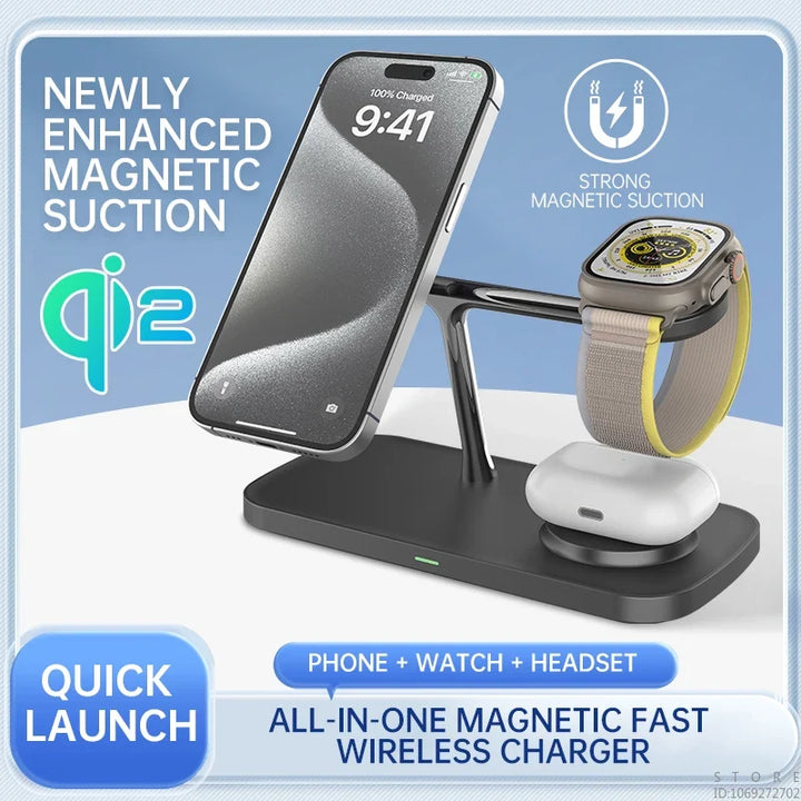 Qi2 Magnetic Wireless Charging Stand for Phone, Watch