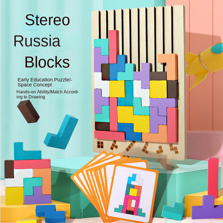Wooden Tetris Puzzle Toy for Kids' Spatial Thinking