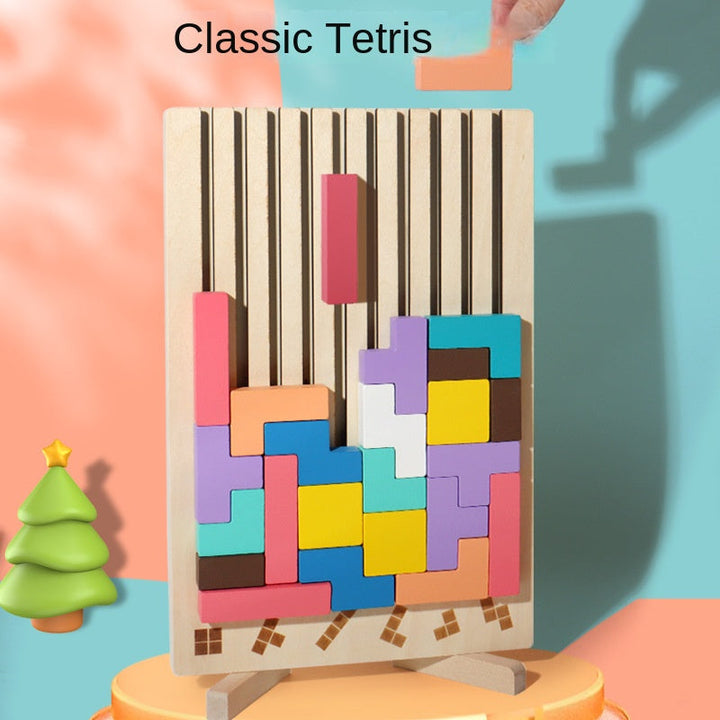 Wooden Tetris Puzzle Toy for Kids' Spatial Thinking