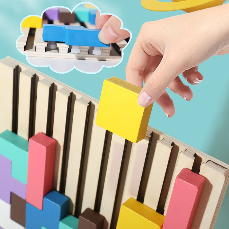 Wooden Tetris Puzzle Toy for Kids' Spatial Thinking