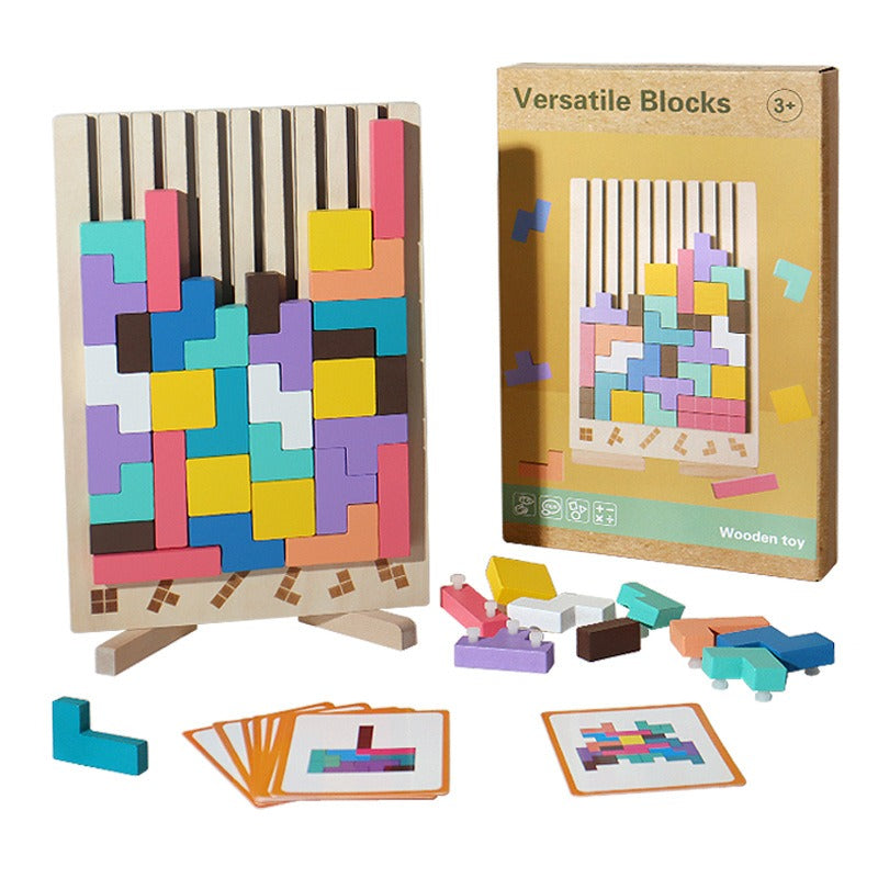 Wooden Tetris Puzzle Toy for Kids' Spatial Thinking
