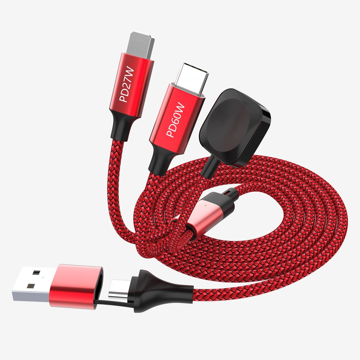 Multi-Head USB-C Charging Cable PD60W for Phone and Watch