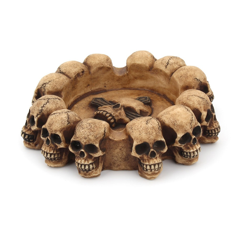 Multi-Headed Skeleton Ashtray for Gothic Home Decor