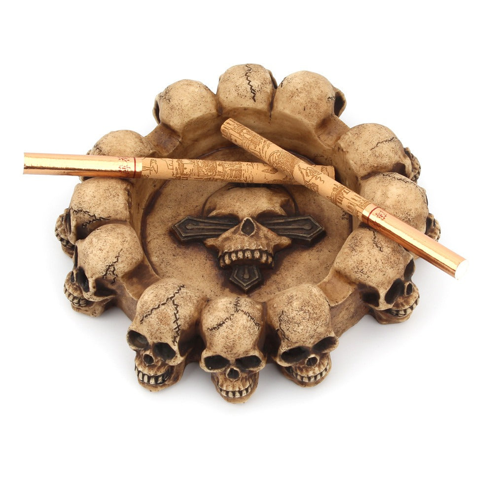 Multi-Headed Skeleton Ashtray for Gothic Home Decor