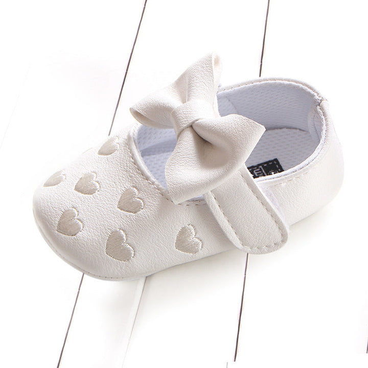 Embroidered Baby Shoes with Bow for Special Occasions