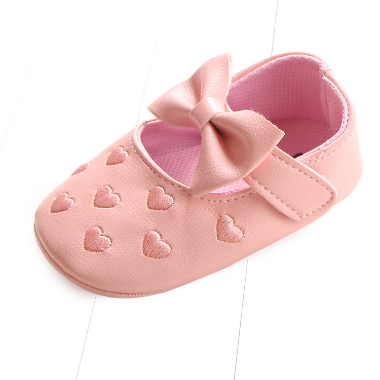 Embroidered Baby Shoes with Bow for Special Occasions