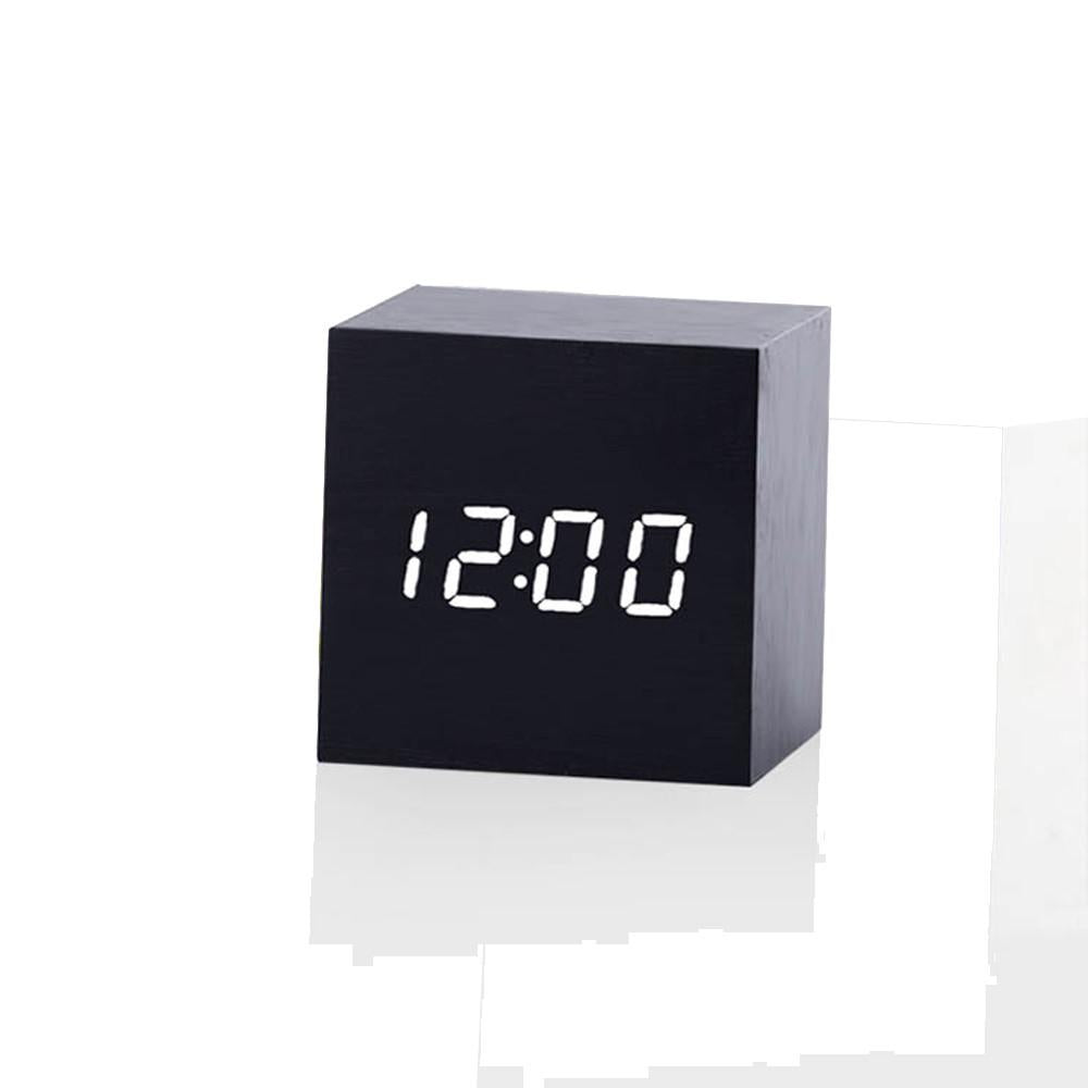 Wooden Digital Alarm Clock With Multicolor LED Display