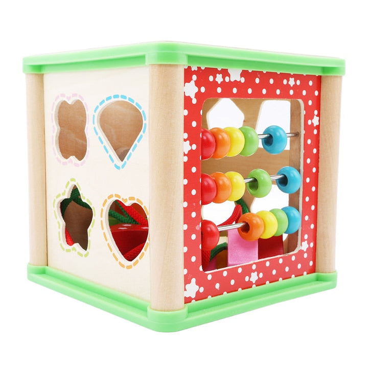Wooden Montessori Activity Cube for Hands-On Learning