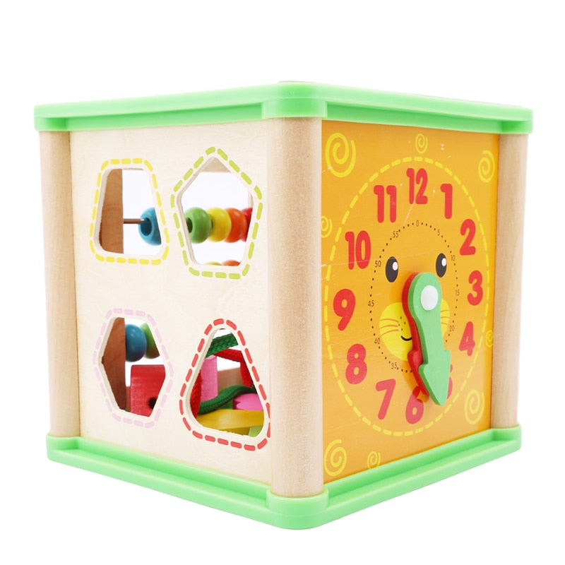 Wooden Montessori Activity Cube for Hands-On Learning