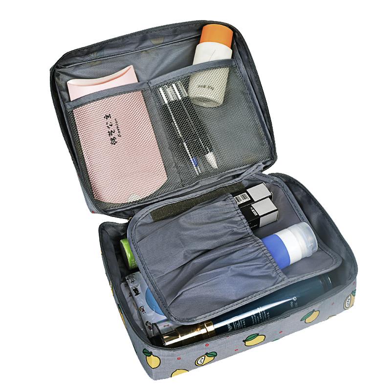 Travel Makeup Bag Organizer with Brush Holder and Pockets
