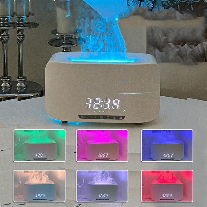 Flame Aromatherapy Humidifier with Speaker & Clock