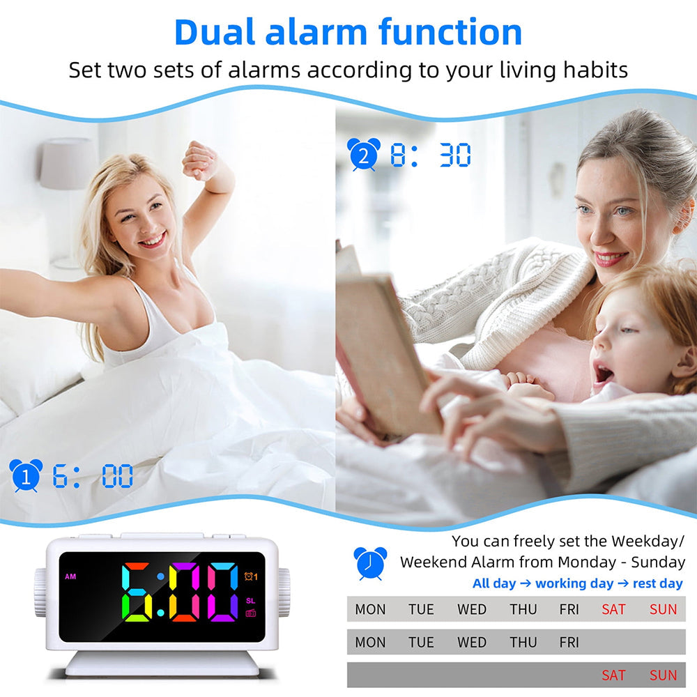 Alarm Clock with Light — Dual Alarms and FM Radio