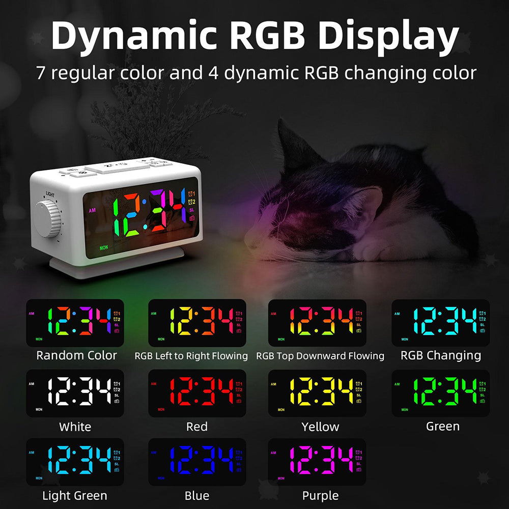 Alarm Clock with Light — Dual Alarms and FM Radio