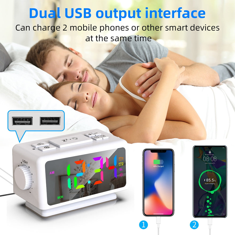 Alarm Clock with Light — Dual Alarms and FM Radio