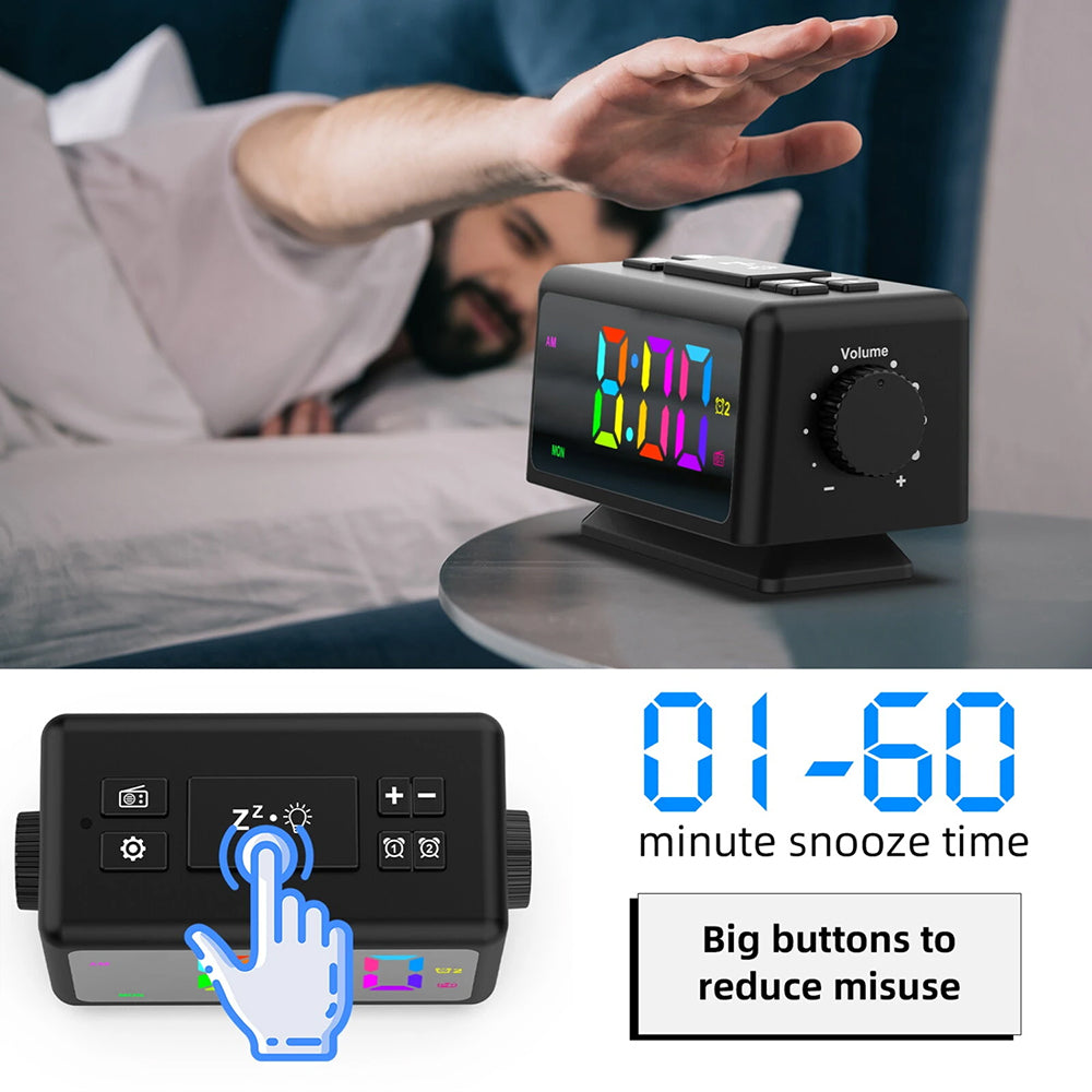 Alarm Clock with Light — Dual Alarms and FM Radio