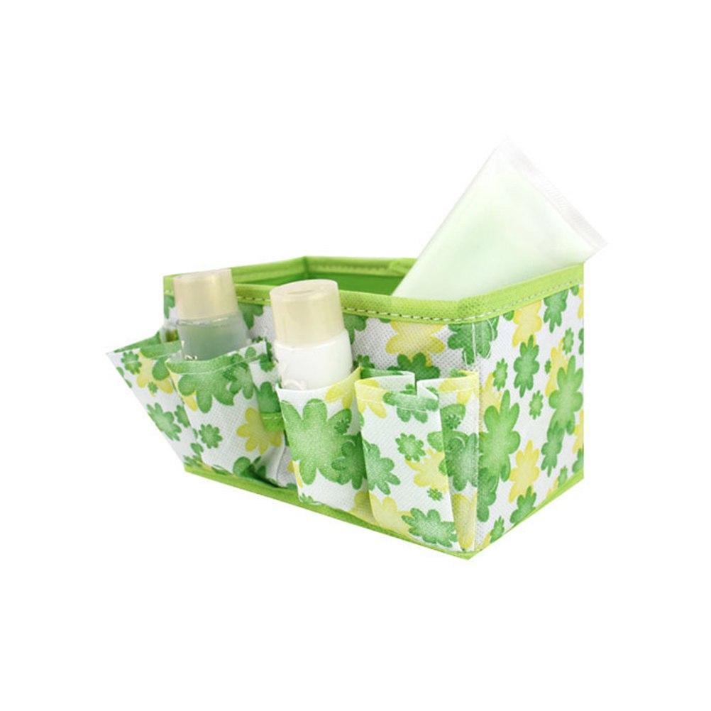 Foldable Makeup Desktop Organizer Box with Front Pockets