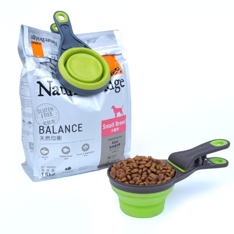 Portable Folding Dog Bowl With Food Measuring Scoop