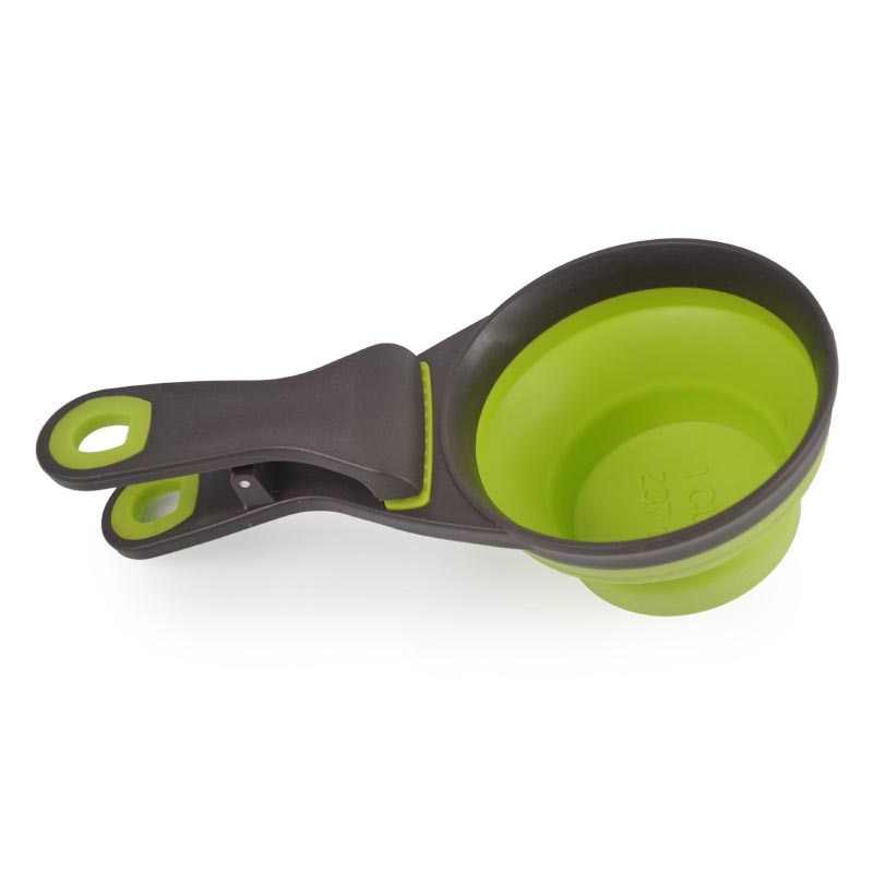 Portable Folding Dog Bowl With Food Measuring Scoop