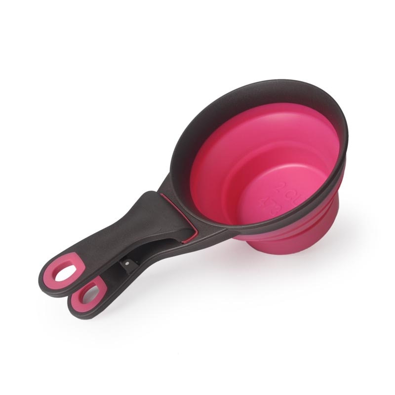 Portable Folding Dog Bowl With Food Measuring Scoop
