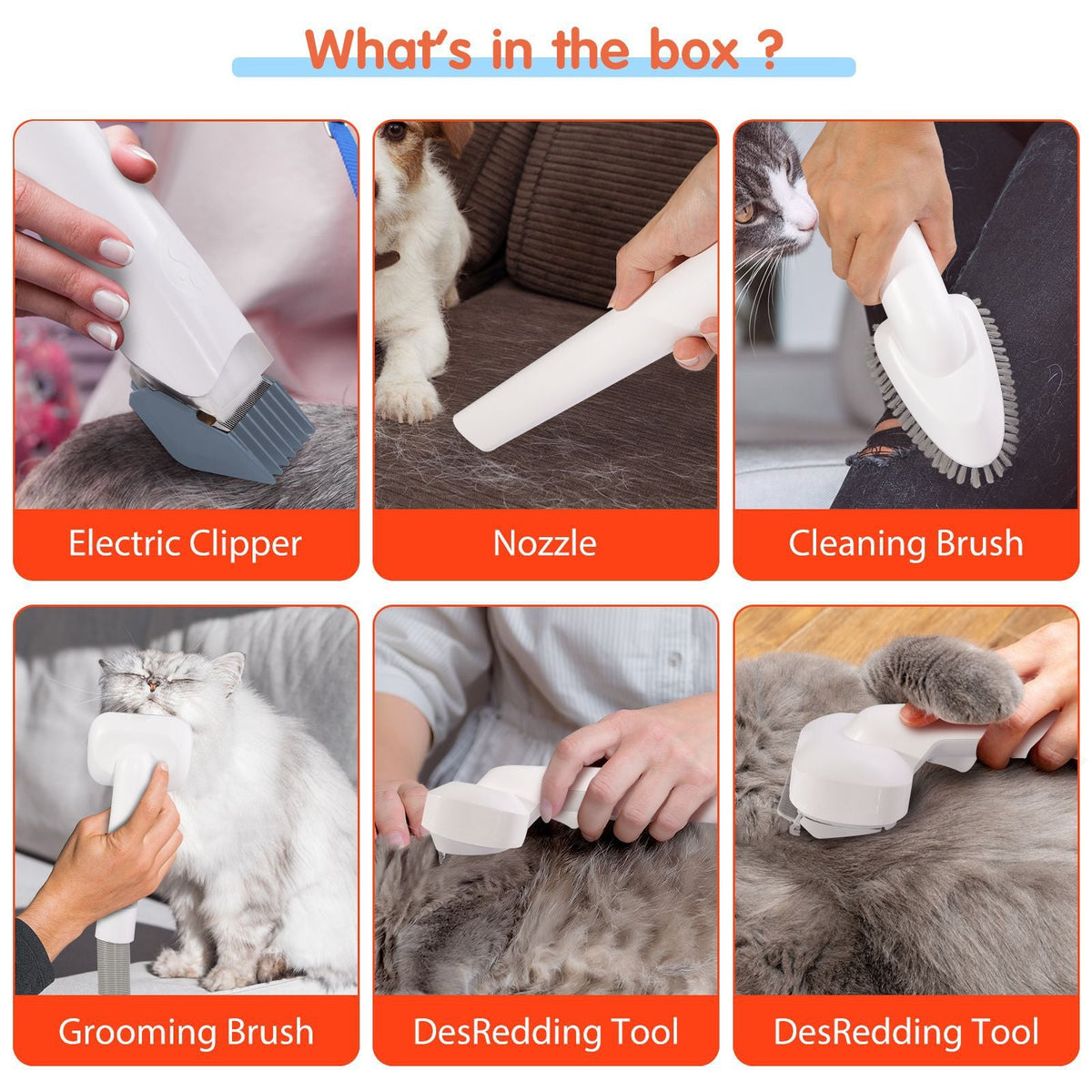 Pet Hair Trimmer Vacuum Grooming Kit, Cleaner Grooms