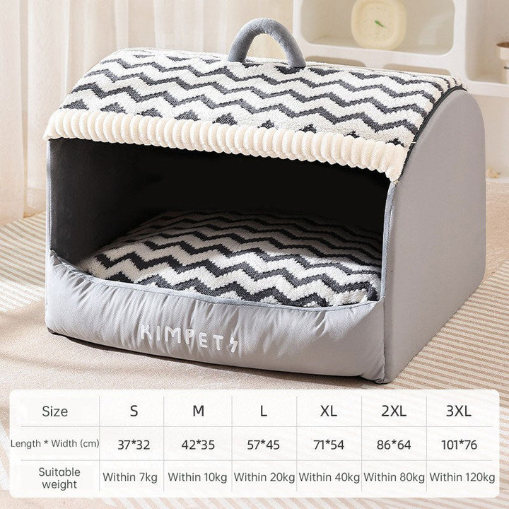 Enclosed Pet House Bed for Warm, Cozy Wintertime Rest