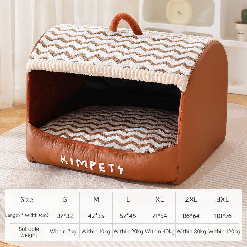 Enclosed Pet House Bed for Warm, Cozy Wintertime Rest