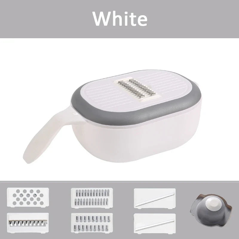 Rotating Vegetable Cutter with Drain Basket & Shredder