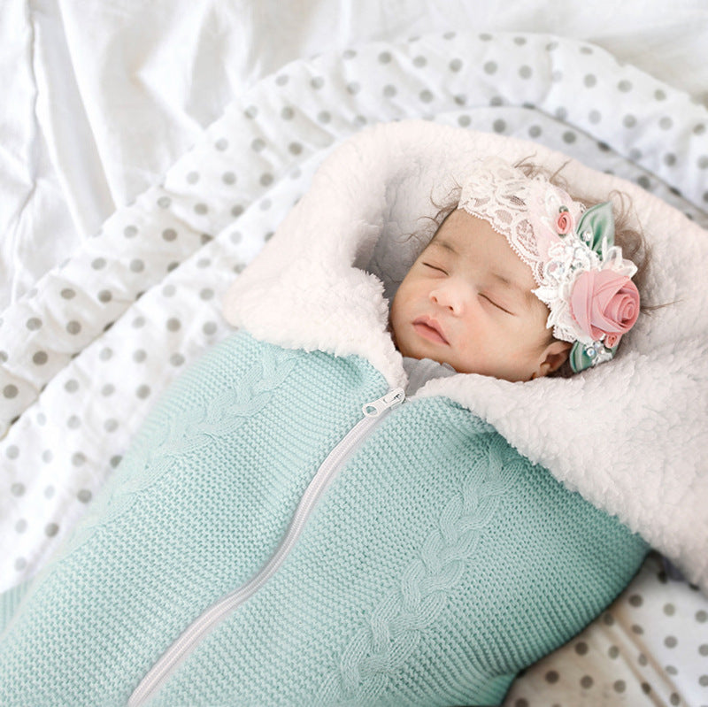 Knitted Baby Stroller Sleeping Bag for Cozy Warmth