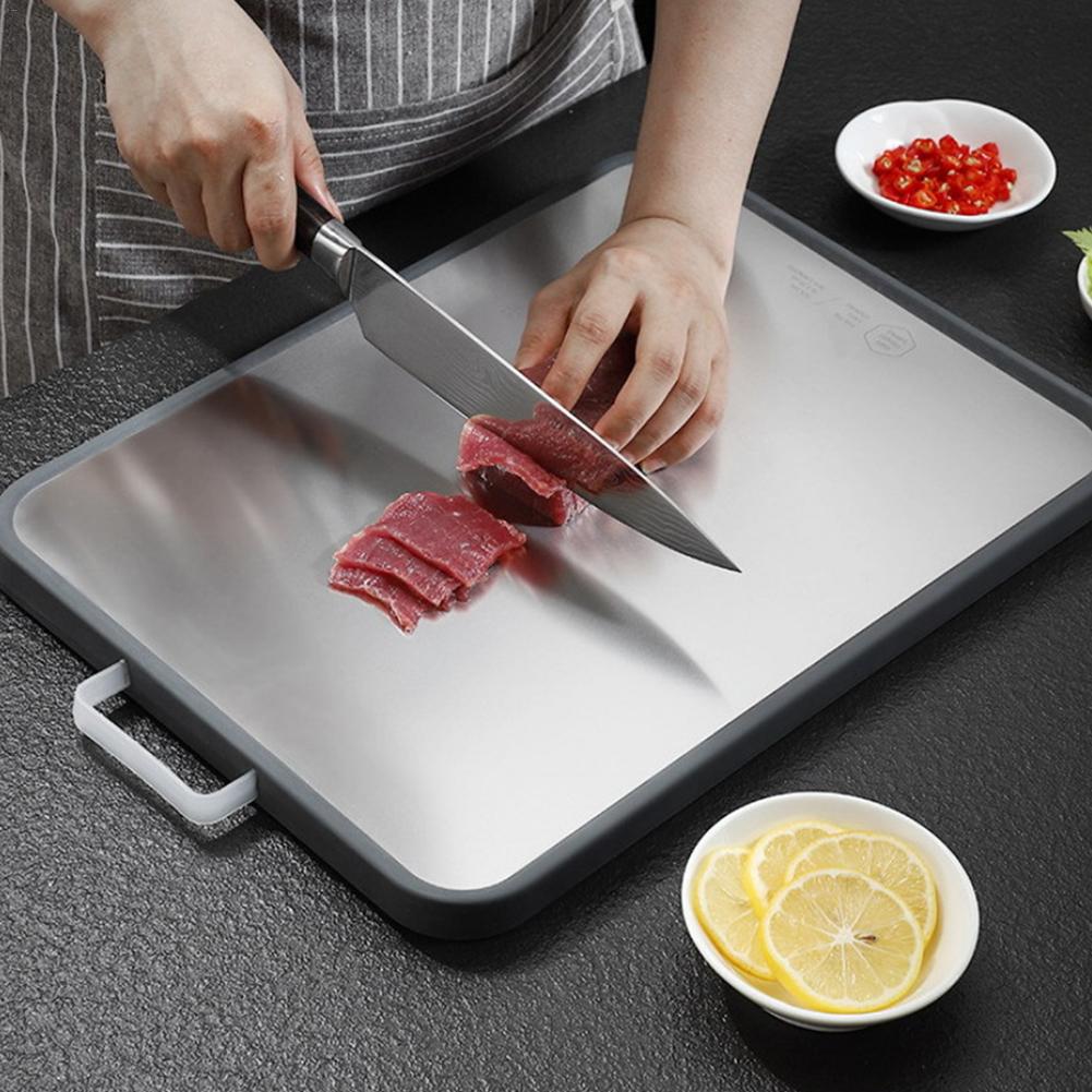 Stainless Steel Cutting Board: Double-Sided, Non-Slip