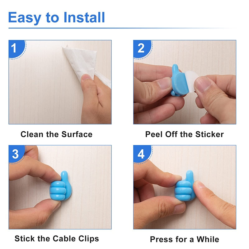 Thumb Cable Holder Clips For Tidy, Reachable Wires