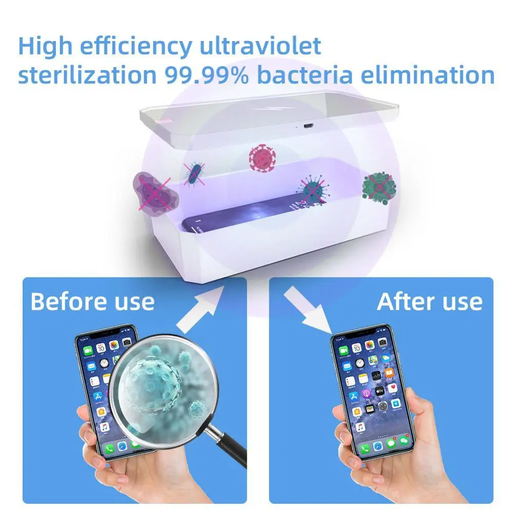 UV Phone Sanitizer Box: 30-Second Germ Kill + 10W Charging