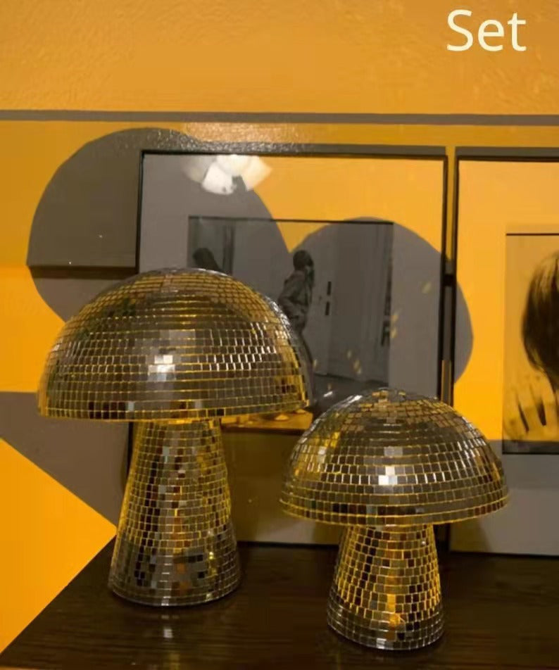 Mushroom Disco Ball Decor Set for Sparkling Shelves