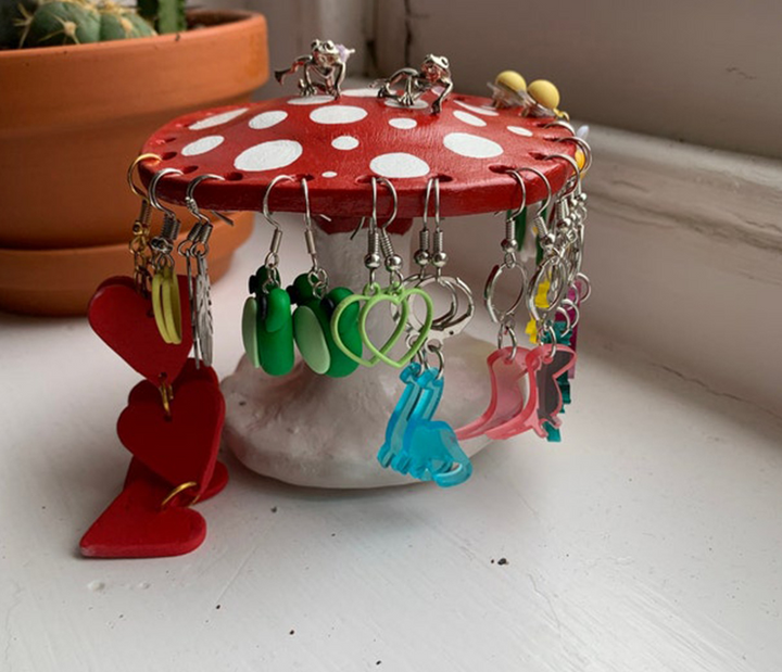 Mushroom Earring Rack for Colorful Desktop Display