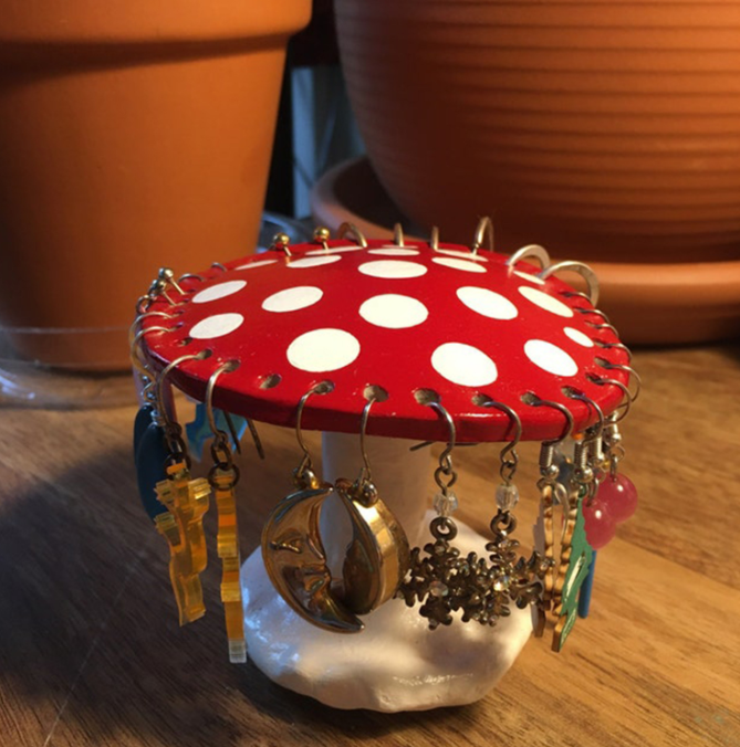 Mushroom Earring Rack for Colorful Desktop Display