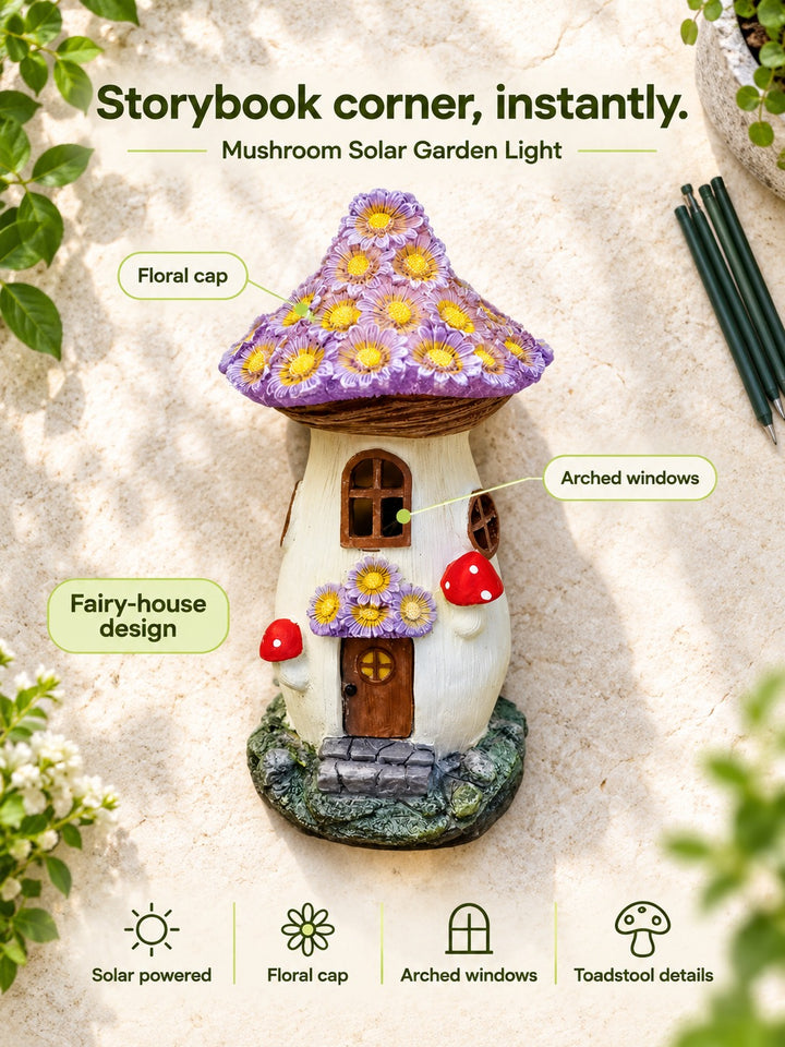 Mushroom Fairy House Solar Garden Light for Yards