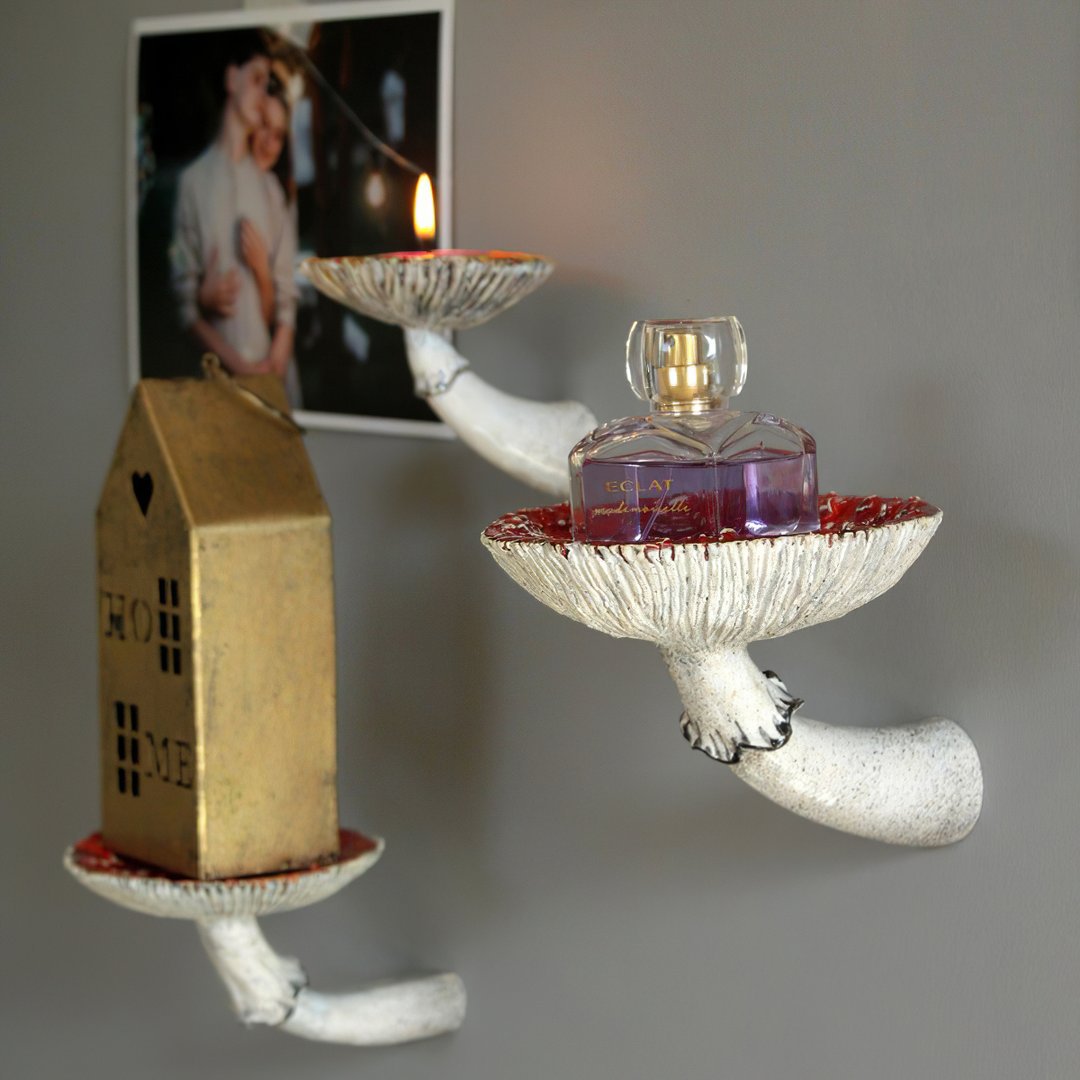 Mushroom Wall Shelf for Whimsical Display Storage