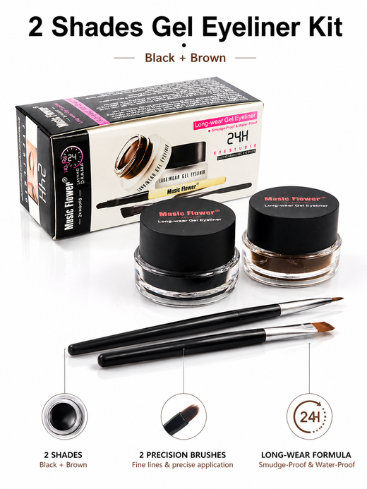 Music Flower 2-in-1 Waterproof Gel Eyeliner Set | 24H