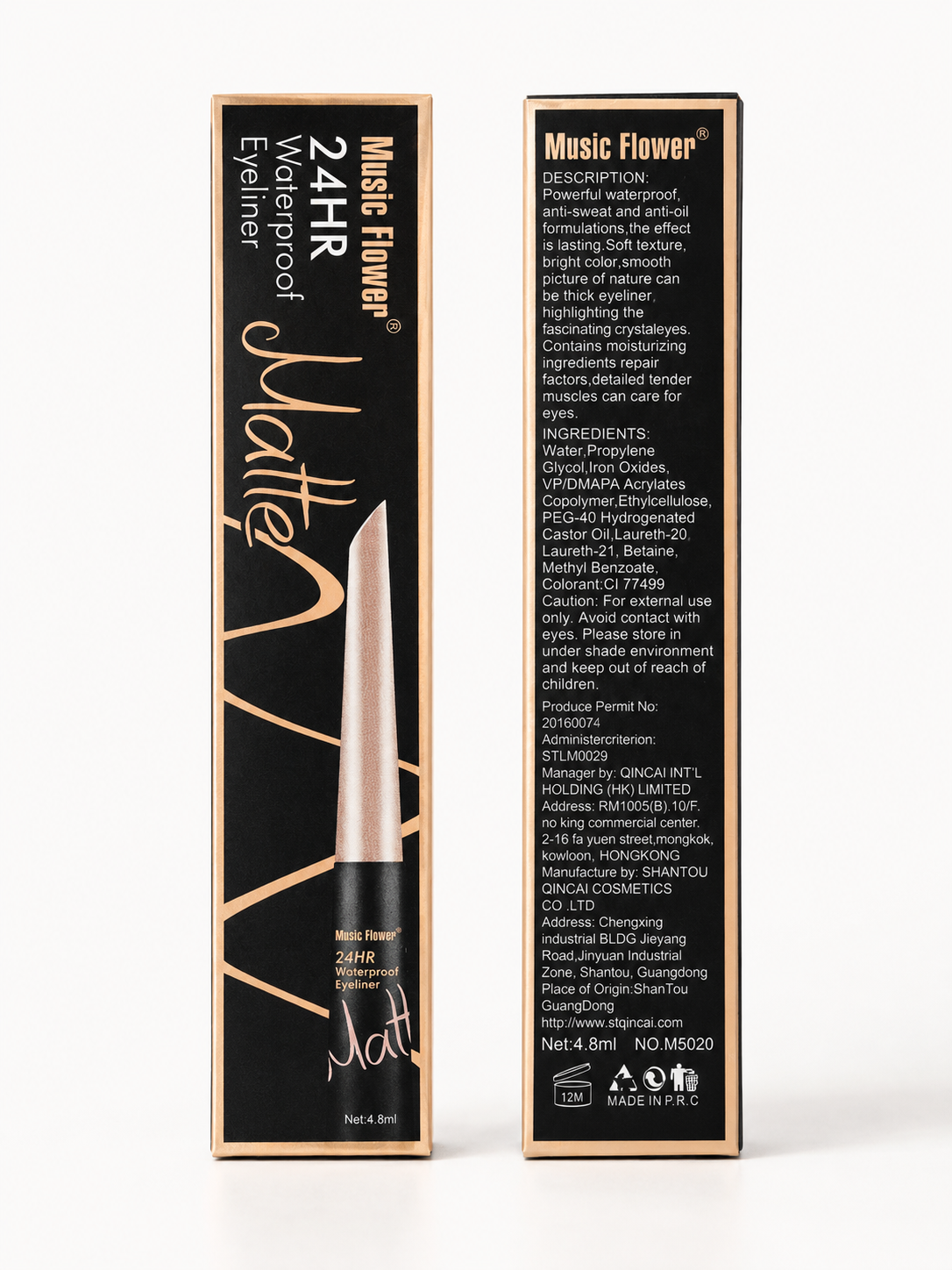 Music Flower 24HR Waterproof Liquid Eyeliner Pen | Matte Black
