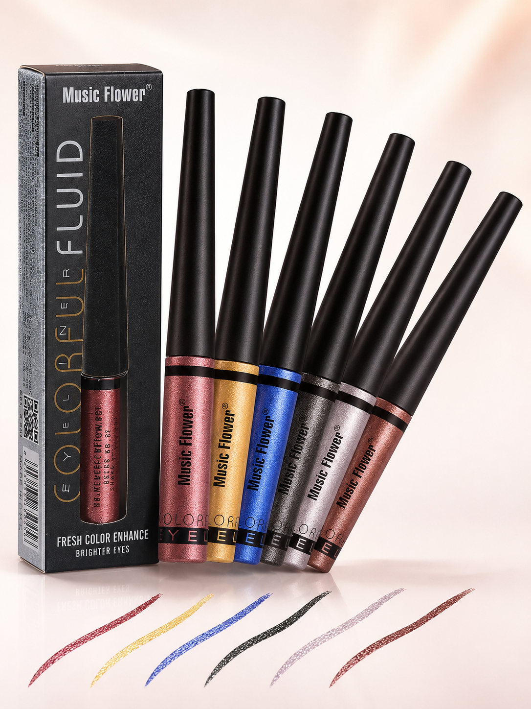 Music Flower 6-Color Shimmer Liquid Eyeliner Pen Set