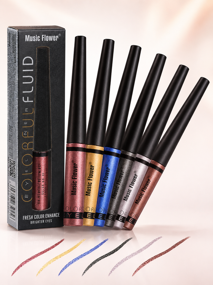 Music Flower 6-Color Shimmer Liquid Eyeliner Pen Set