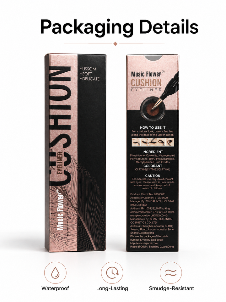 Music Flower Waterproof Cushion Eyeliner | All-Day Precision