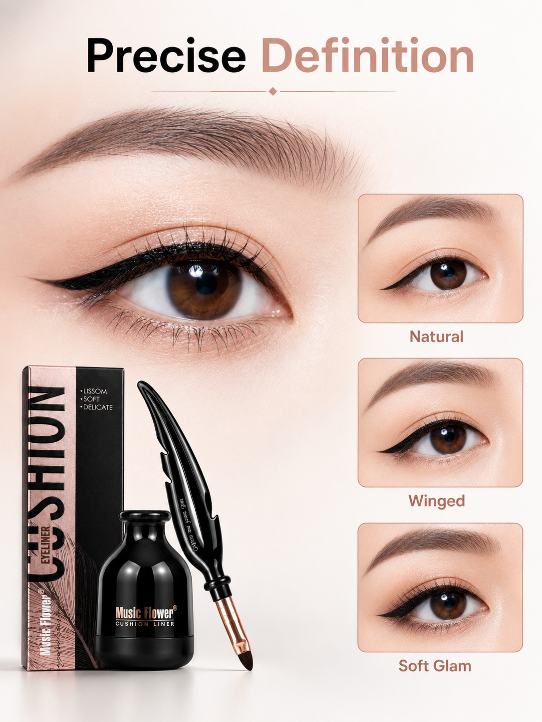 Music Flower Waterproof Cushion Eyeliner | All-Day Precision