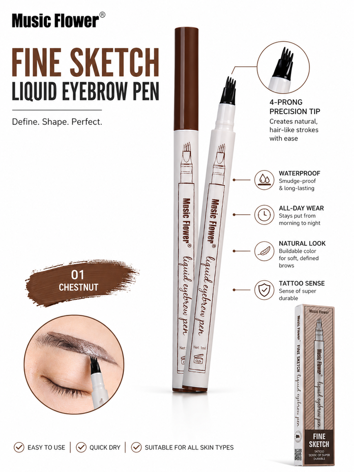 Music Flower Fine Sketch Liquid Eyebrow Pen — 3 Shades