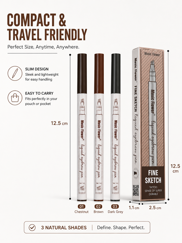 Music Flower Fine Sketch Liquid Eyebrow Pen — 3 Shades