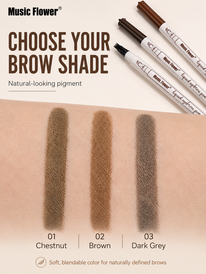 Music Flower Fine Sketch Liquid Eyebrow Pen — 3 Shades