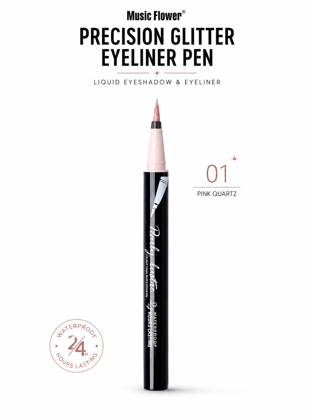 Music Flower Glitter Eyeliner Pen — 8 Shades, 24HR Waterproof
