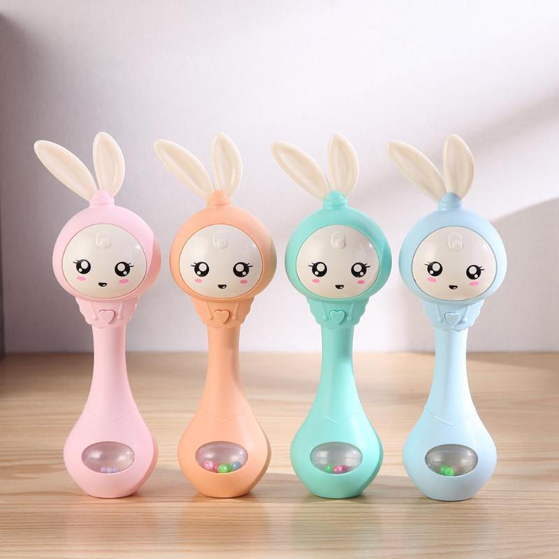Baby Rabbit Rattle Toy With Lights for Sensory Play