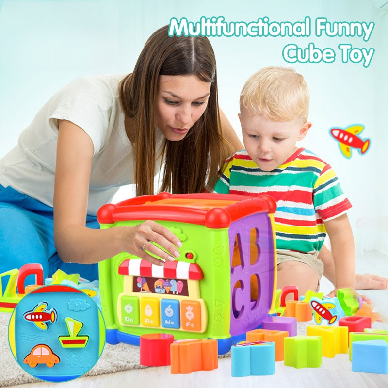 Musical Geometric Cube Toy for Screen-Free Learning